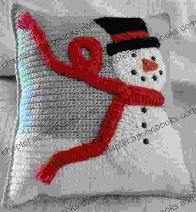 A Charming Crocheted Snowman Afghan Pillow On A Cozy Couch Crochet Pattern Snowman Afghan Pillow PA617 R