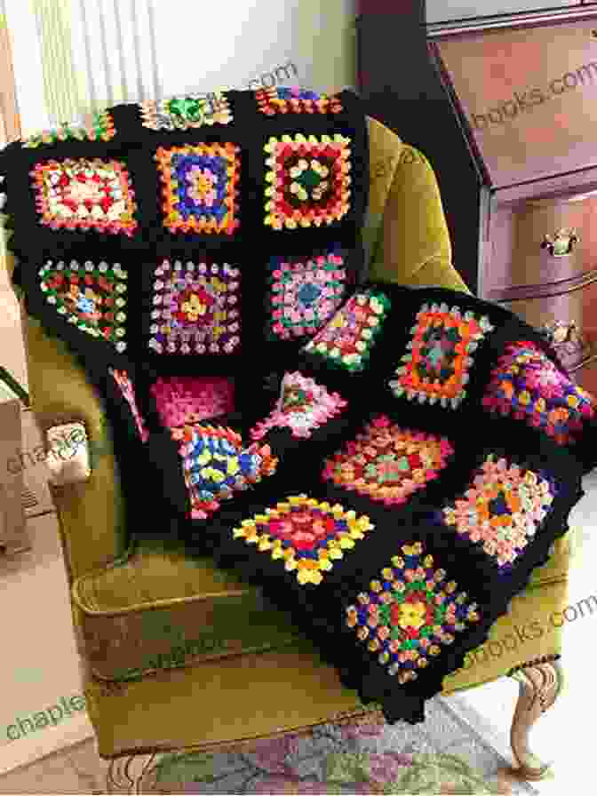 A Close Up Of An Intricate Granny Square Afghan With Vibrant Colors From The Book Grannies In Bloom: 6 Afghans Using Granny Motifs (Crochet)