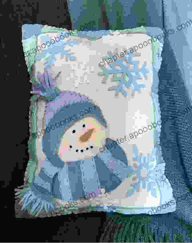 Close Up Of The Snowman Pillow's Intricate Details Crochet Pattern Snowman Afghan Pillow PA617 R