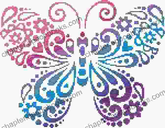 Disco Butterfly Cross Stitch Pattern: A Close Up View Of The Vibrant Threads Used In The Embroidery. Disco Butterfly Cross Stitch Pattern