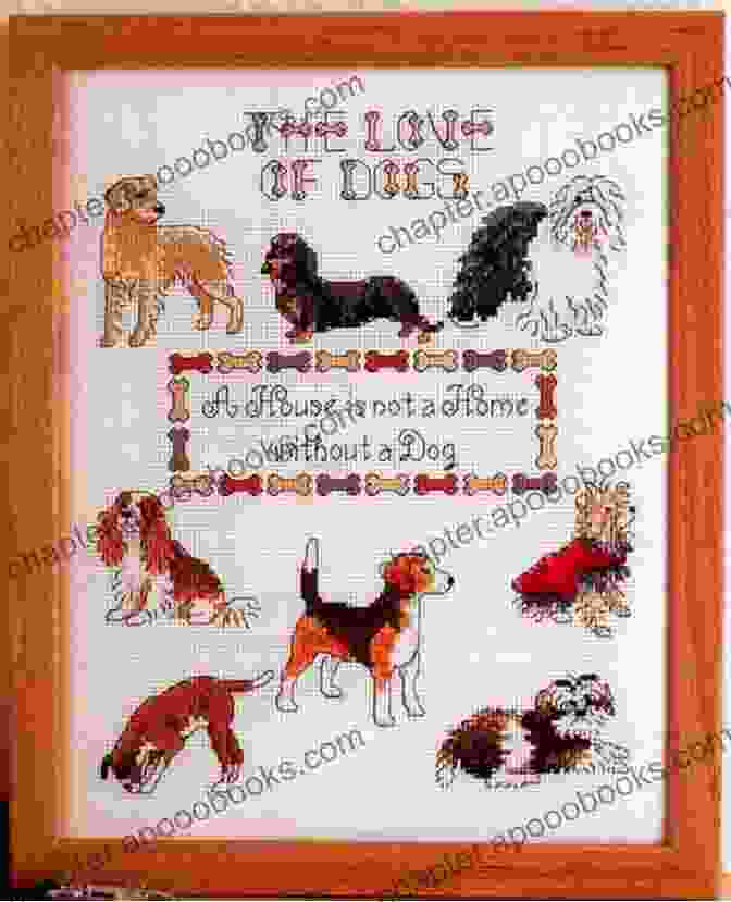 Framed Crazy Dog Lady Cross Stitch Pattern Displayed In A Dog Themed Room Crazy Dog Lady Cross Stitch Pattern