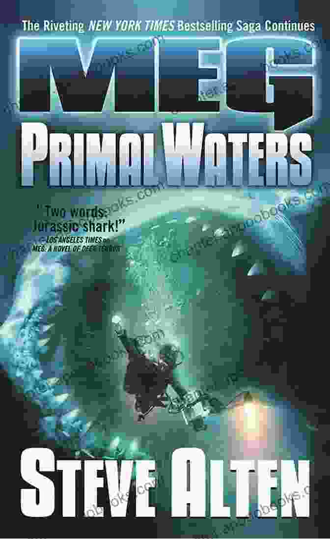 Meg: Primal Waters Book Cover Featuring A Massive Megalodon Breaching The Ocean Surface MEG: Primal Waters Steve Alten