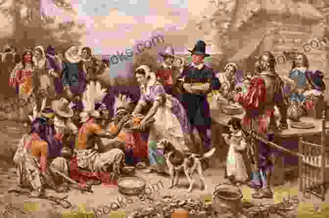 Pilgrims And Native Americans Sharing A Thanksgiving Feast A Reason To Be Thankful: Pioneer Time: 1855